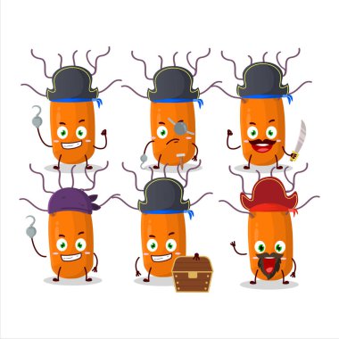 Çeşitli korsan ifadeli duvinacovirüs çizgi film karakteri. Vektör illüstrasyonu