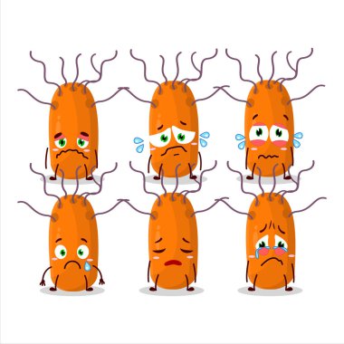 Duvinacovirus karikatürü hüzünlü bir ifadeyle karakterde. Vektör illüstrasyonu