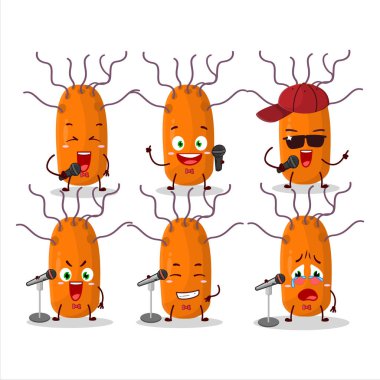 Ünlü bir şarkı söyleyen şirin bir çizgi film dizayn konsepti olan Duvinacovirüs. Vektör illüstrasyonu