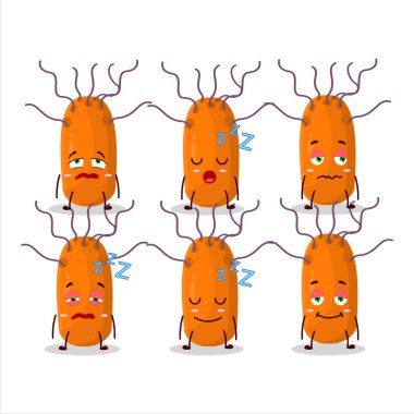 Uykulu ifadeli duvinacovirüs çizgi film karakteri. Vektör illüstrasyonu