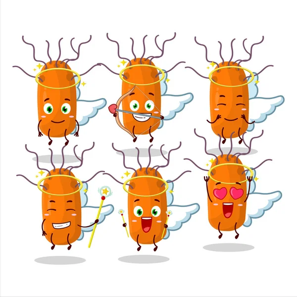 Duvinacovirus çizgi filmi sevimli bir melek karakteri olarak tasarlıyor. Vektör illüstrasyonu