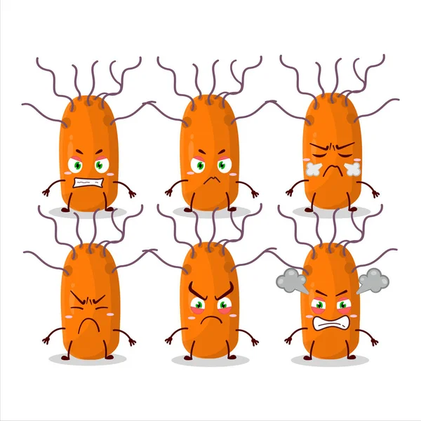 Çeşitli kızgın ifadeleri olan Duvinacovirus çizgi film karakteri. Vektör illüstrasyonu
