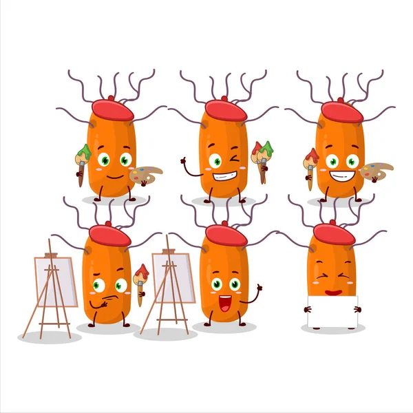 Duvinacovirüs çizgi film karakteri fırçalı sanatçı. Vektör illüstrasyonu