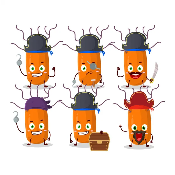 Çeşitli korsan ifadeli duvinacovirüs çizgi film karakteri. Vektör illüstrasyonu