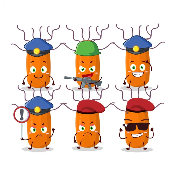 Duvinacovirus maskotu tasarım tarzında kendini işine adamış bir polis memuru. Vektör illüstrasyonu