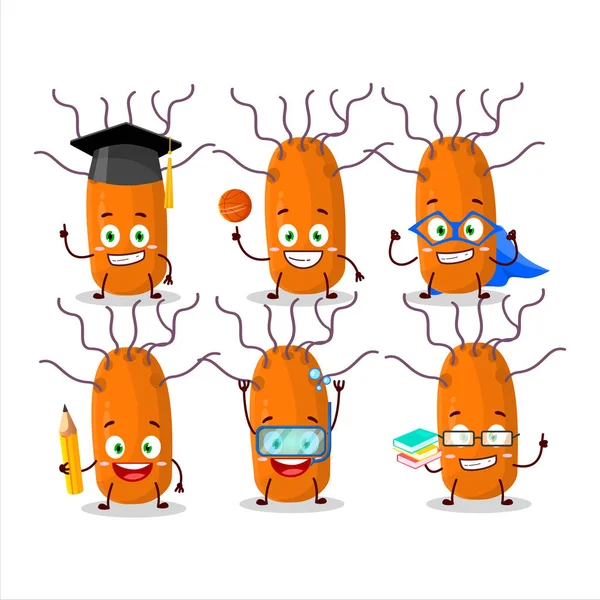 Çeşitli ifadelerle Duvinacovirus çizgi film karakteri öğrencisi. Vektör illüstrasyonu