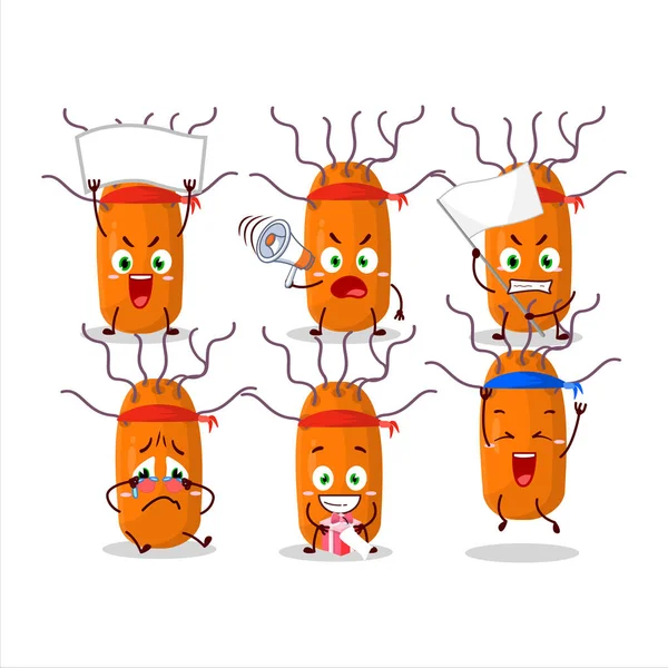 Çekici bir destekçi olarak Duvinacovirus karakterinin maskot tasarımı. Vektör illüstrasyonu