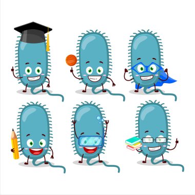 Çeşitli ifadelerle Minacovirus çizgi film karakteri öğrencisi. Vektör illüstrasyonu