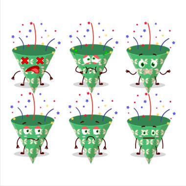 Koyu yeşil renkli, suratsız, konfeti çizgi film karakteri. Vektör illüstrasyonu