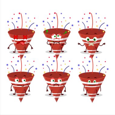 Kırmızı Parti Popper with Confetti çizgi film karakteri, ifadesiz. Vektör illüstrasyonu