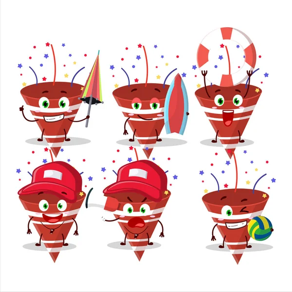 Happy Face Popper Fiesta Roja Con Personaje Dibujos Animados Confeti — Archivo Imágenes Vectoriales