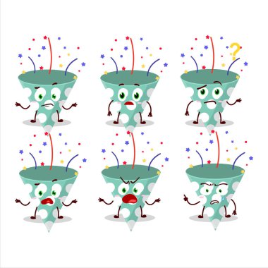 Yeşil parti meraklısı çizgi film karakteri konfetiyle hangi ifadeyle. Vektör illüstrasyonu