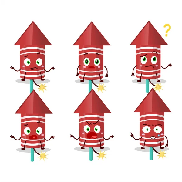 Мультфильм Характер Красной Ракеты Фейерверк Каким Выражением Векторная Иллюстрация — стоковый вектор