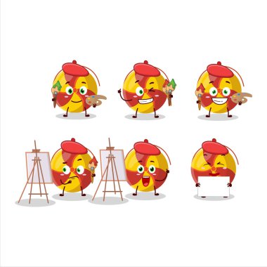 Havai fişeklerin sanatçısı fırçayla çizilmiş bir çizgi film karakteri. Vektör illüstrasyonu