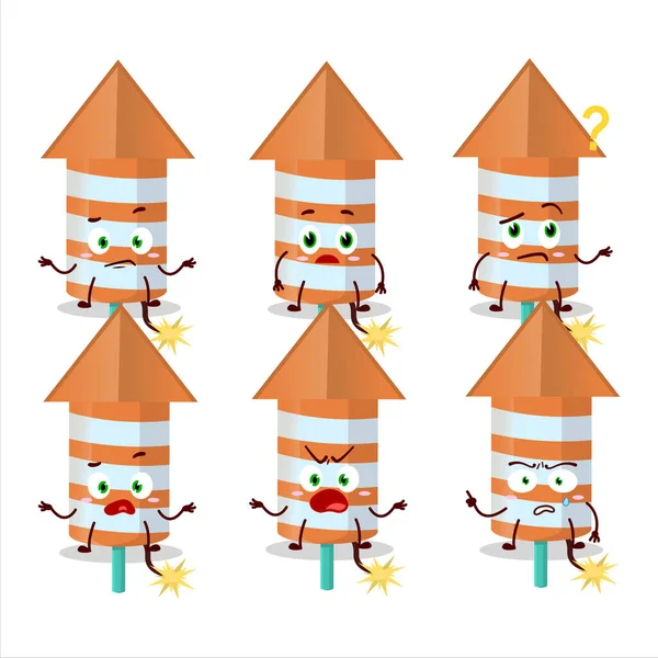 Cartoon Karakter Van Raket Vuurwerk Oranje Met Welke Uitdrukking Vectorillustratie — Stockvector