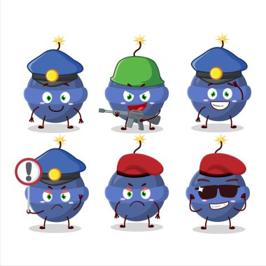 Havai fişek maskotu tasarımında kendini işine adamış bir polis memuru. Vektör illüstrasyonu