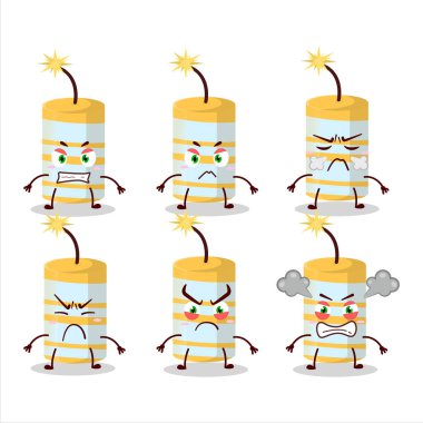 Çeşitli kızgın ifadeleri olan sarı kestane fişeği çizgi film karakteri. Vektör illüstrasyonu