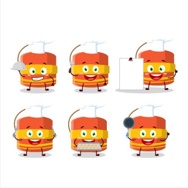 Silindirik kestane fişeğinin çizgi film karakteri ve çeşitli şef ifadeleri. Vektör illüstrasyonu