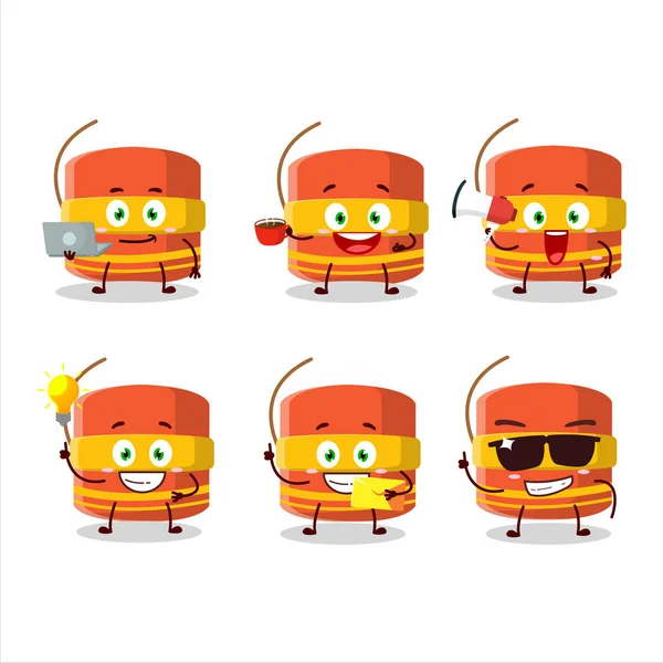 Personagem Desenho Animado Cilíndrico Firecracker Com Vários Tipos Emoticons Negócios — Vetor de Stock