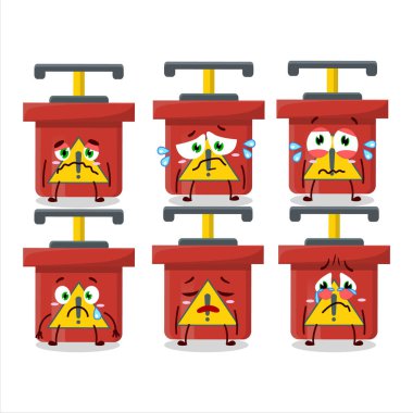 Dinamit Patlatma Makinesi karikatür karakteri üzgün bir ifadeyle. Vektör illüstrasyonu