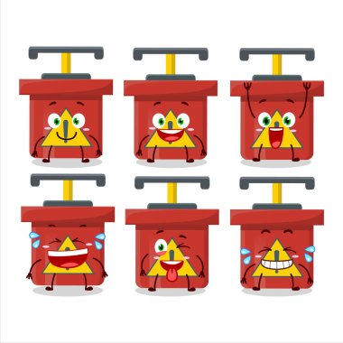 Gülen surat ifadesiyle dinamit patlatma makinesinin çizgi film karakteri. Vektör illüstrasyonu