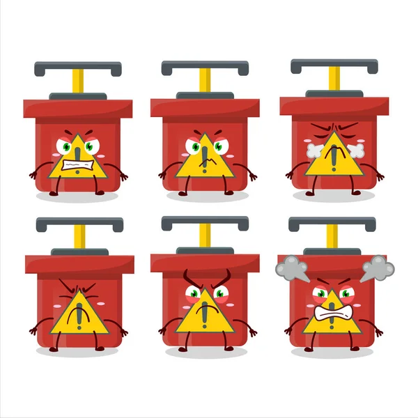 Dynamite Blasting Machine Personagem Desenho Animado Com Várias Expressões Irritadas — Vetor de Stock