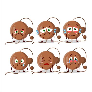 Üzgün suratlı kestane fişeği çizgi film karakteri. Vektör illüstrasyonu