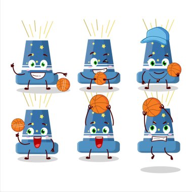 Basketbol atleti olarak yetenekli havan topu çizgi film karakteri. Vektör illüstrasyonu