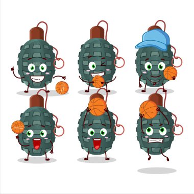 Basketbol atleti olarak yetenekli kestane fişeği çizgi film karakteri. Vektör illüstrasyonu