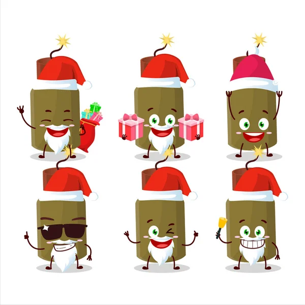 Weihnachtsmann Emoticons Mit Feuerwerkskörpern Explosive Cartoon Figur Vektorillustration — Stockvektor