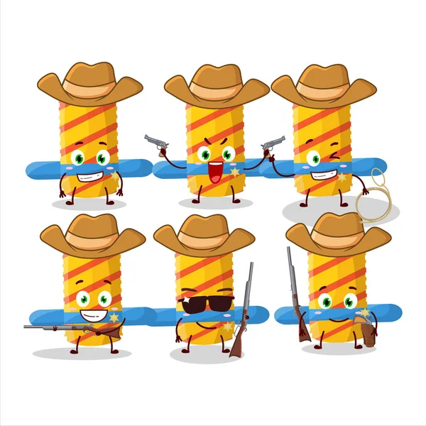 Cool Cowboy Firework Spinner Cartoon Character Cute Hat Vector Illustration — Stock Vector