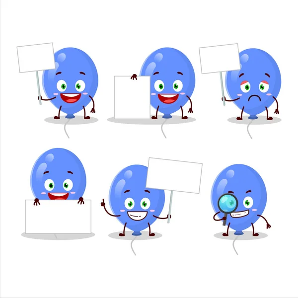 Globos Azules Personaje Dibujos Animados Traer Tablero Información Ilustración Vectorial — Archivo Imágenes Vectoriales