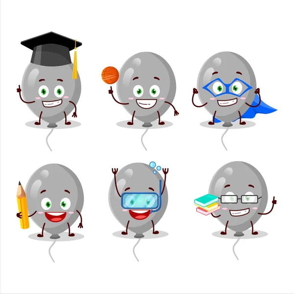 Шкільний Студент Сірих Кульок Мультиплікаційного Персонажа Різними Виразами Векторні Ілюстрації — стоковий вектор