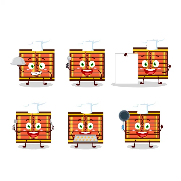 Cartoon Character Red Firecracker String Various Chef Emoticons Vector Illustration — Stock Vector