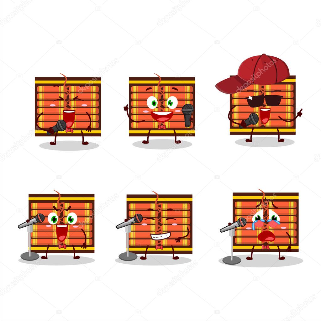 A Cute Cartoon design concept of red firecracker string singing a famous song. Vector illustration