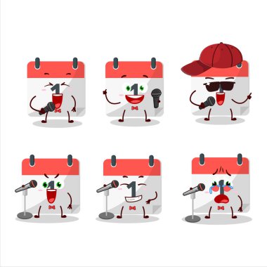 Birinci Takvimin ünlü bir şarkı söylediği şirin bir çizgi film tasarımı konsepti. Vektör illüstrasyonu