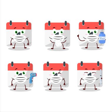 Birinci takvim çizgi film tasarım tarzının bir resmi salgın sırasında sağlıklı kalmaya devam eder. Vektör illüstrasyonu