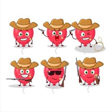 Güzel şapkalı havalı kovboy balonları çizgi film karakteri. Vektör illüstrasyonu