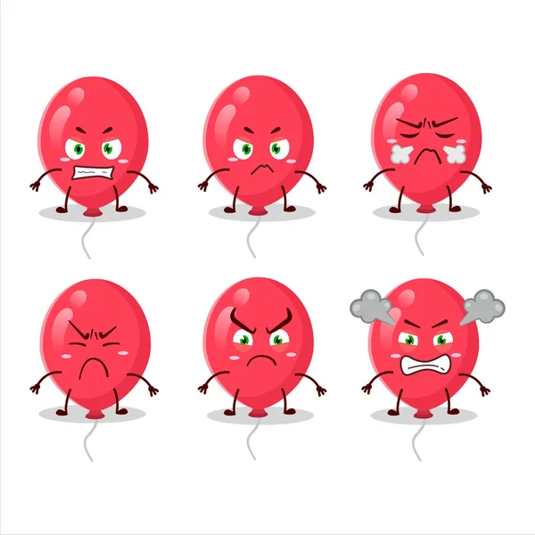 Red Balloons Cartoon Character Various Angry Expressions Vector Illustration — Stock Vector