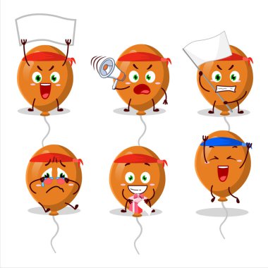 Çekici bir destekçi olarak turuncu balonların maskot tasarımı. Vektör illüstrasyonu