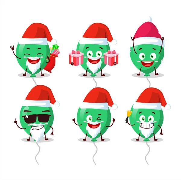 Emoticons Papai Noel Com Balões Verdes Personagem Desenho Animado Ilustração — Vetor de Stock