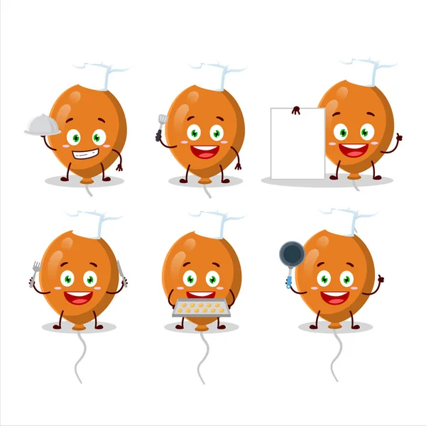 Postać Kreskówki Pomarańczowe Balony Różnych Emotikony Szefa Kuchni Ilustracja Wektora — Wektor stockowy