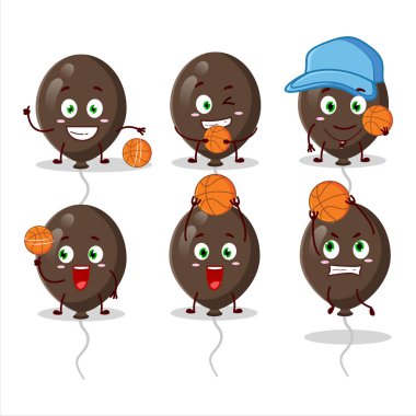 Basketbol atleti olarak yetenekli kahverengi balonlar çizgi film karakteri. Vektör illüstrasyonu