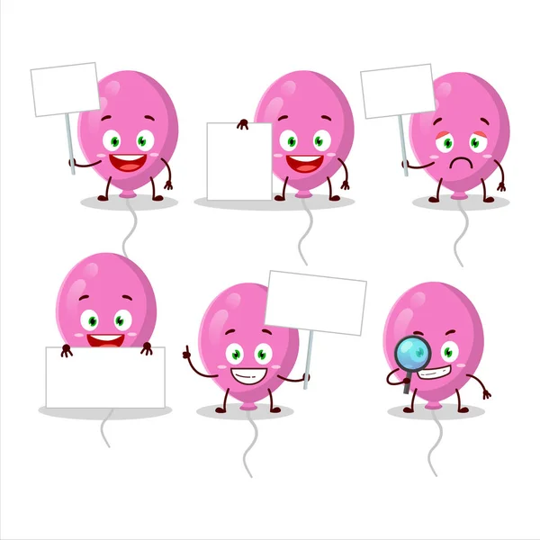 Ballons Roses Personnage Bande Dessinée Apporter Tableau Information Illustration Vectorielle — Image vectorielle
