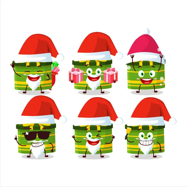 Émoticônes Père Noël Avec Vert Rond Personnage Dessin Animé Cadeau — Image vectorielle