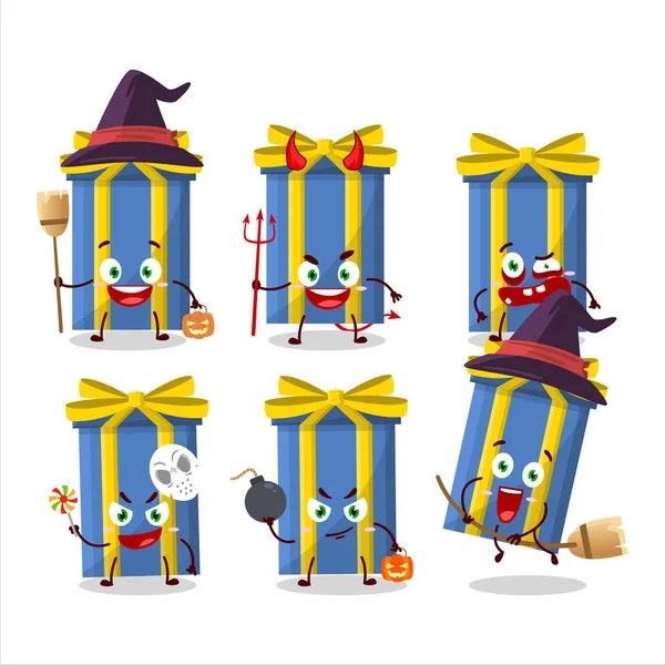 Émoticônes Expression Halloween Avec Personnage Dessin Animé Boîte Cadeau Longue — Image vectorielle