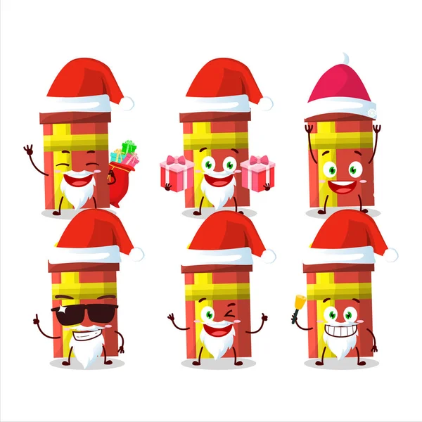Santa Claus Emoticons Μακρύ Κουτί Δώρου Χαρακτήρα Κινουμένων Σχεδίων Εικονογράφηση — Διανυσματικό Αρχείο