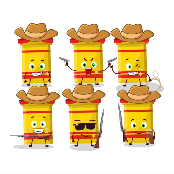 Cowboy Legal Amarelo Caixa Presente Longo Personagem Desenho Animado Com —  Vetores de Stock