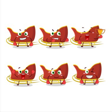 Sportif bir kar arabası boks sporu çizgi film maskotu tasarımı. Vektör illüstrasyonu