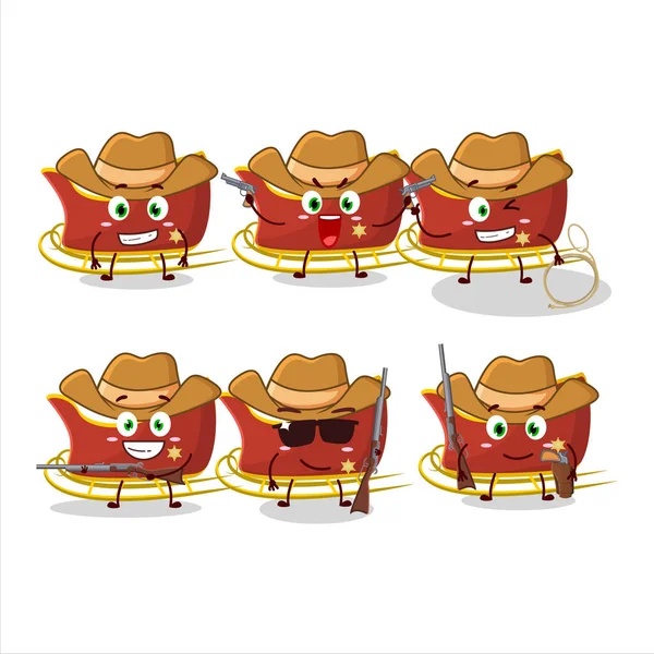 Cool Cowboy Personnage Dessin Animé Chariot Neige Avec Chapeau Mignon — Image vectorielle